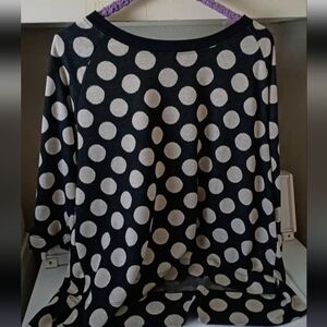 Polka Dot Women's Top - Black and Cream